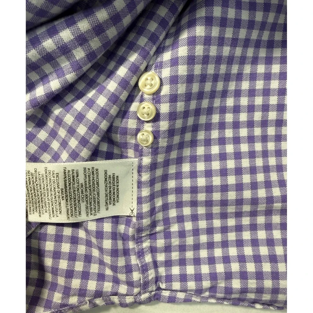 Polo Ralph Lauren Mens Gingham Check Button Down Shirt Purple White Classic  L